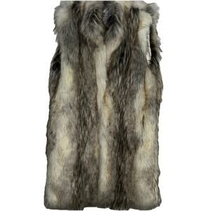 Donna Salyers' Fabulous Furs 36” LONG Faux wolf Fur Vest Sz Medium M Excellent